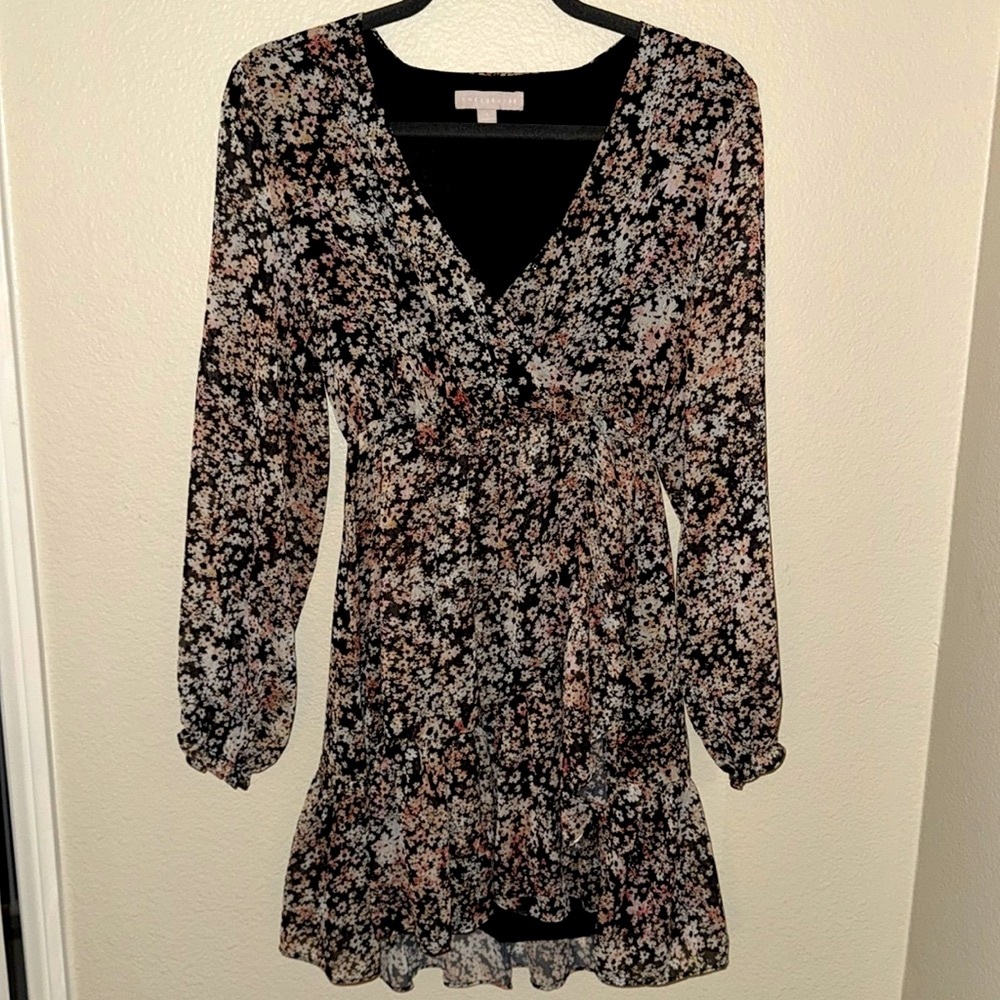 CHELSEA 28 Floral Long Sleeve Chiffon Dress - Size: S
